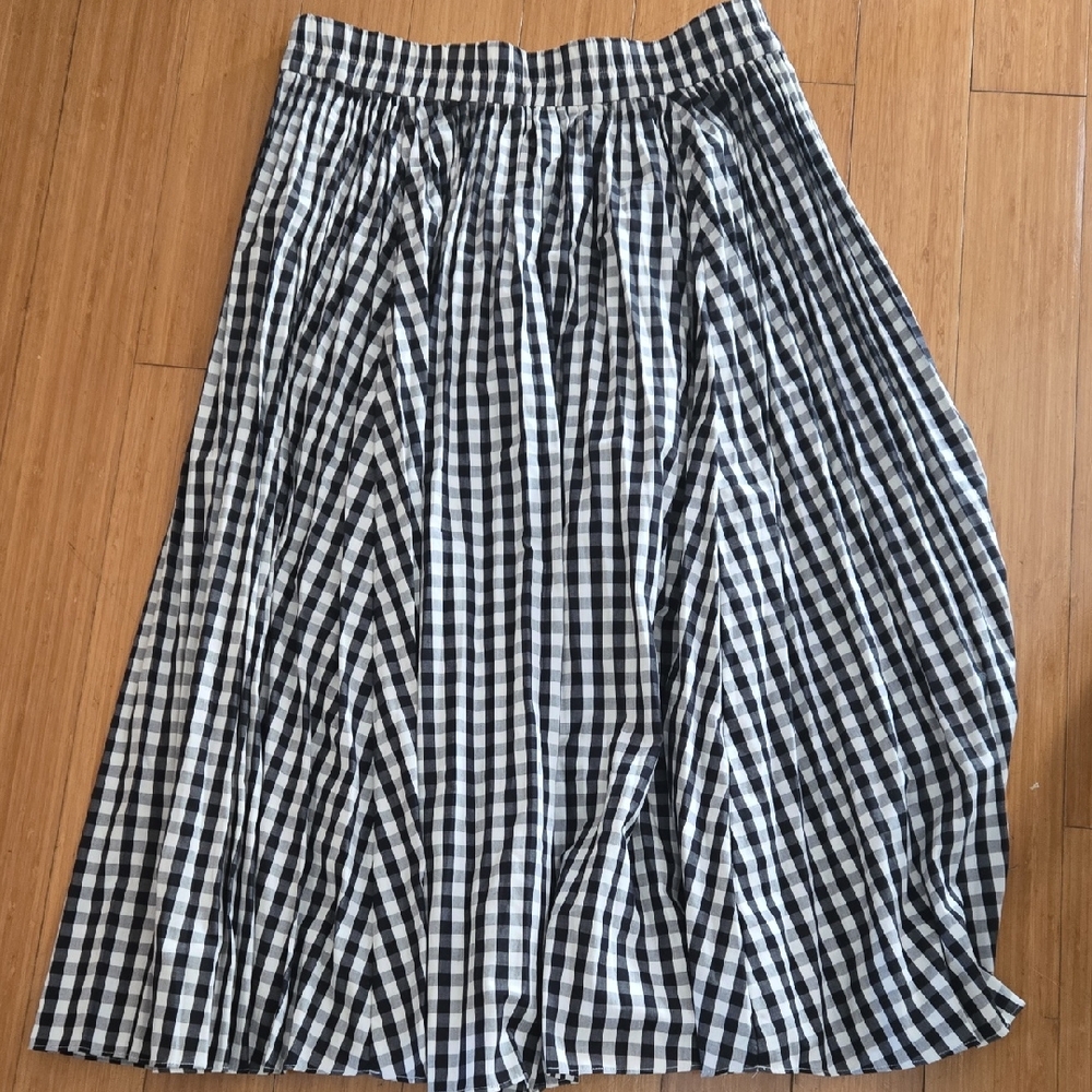 J. Crew Black and White Gingham A-Line Skirt